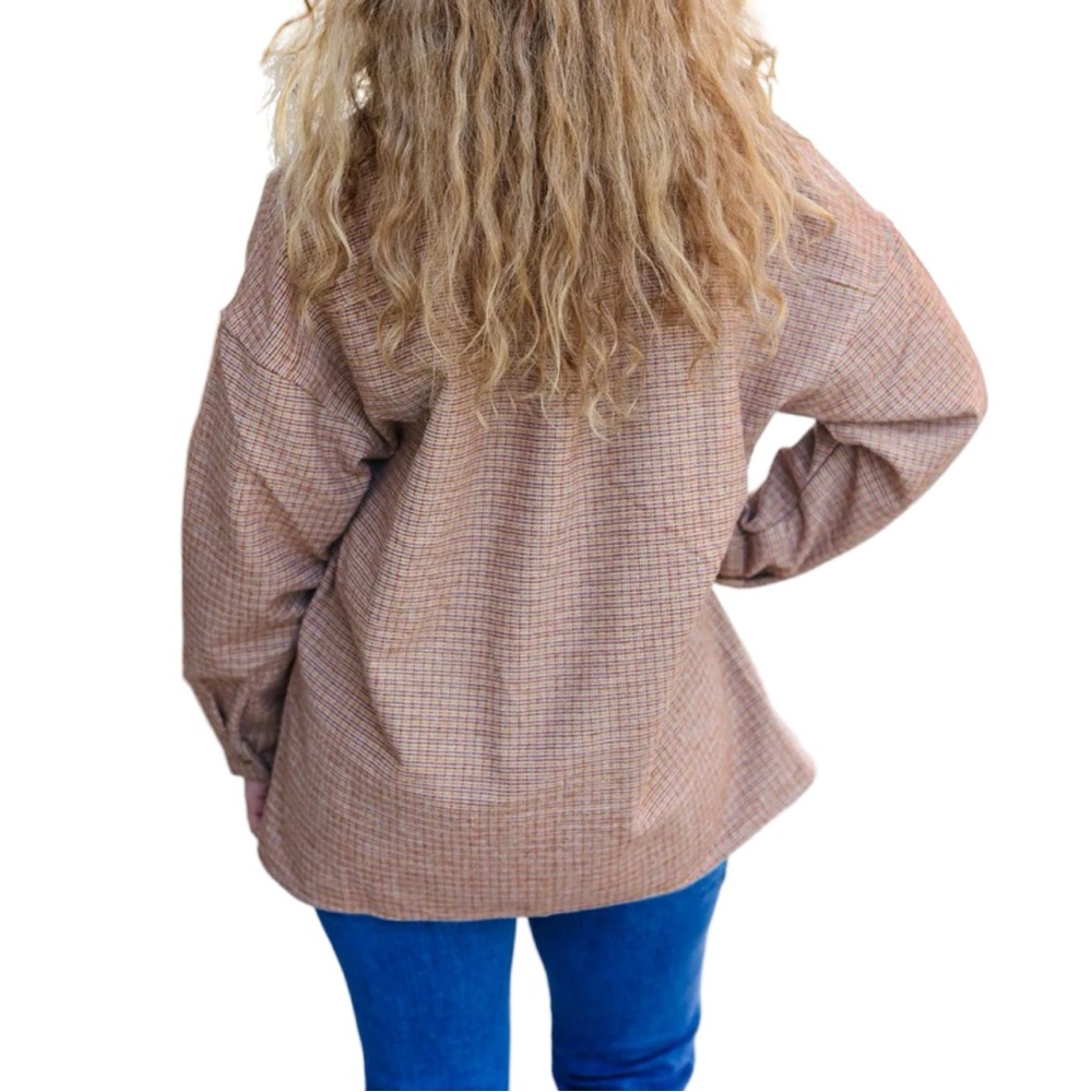 HAPTICS START YOU DAY RUST FLANNEL PLAID OVERSIZED SHACKET - Picture 10 of 10